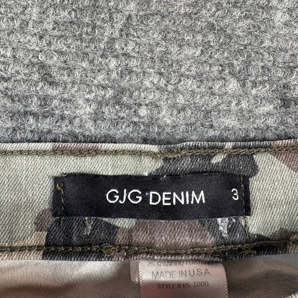 GJG Denim Camo Distressed Ripped Skinny Jeans Size 3 PS-1000 Made in USA - Picture 2 of 6